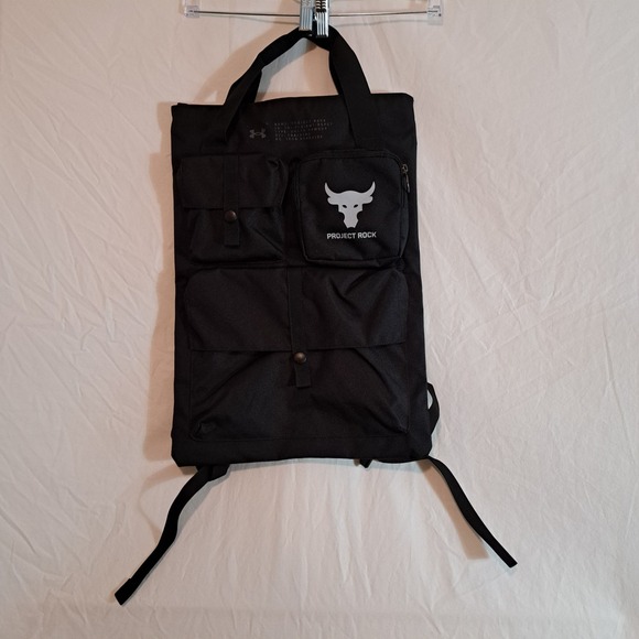 Under Armour x Project Rock Gym Sack Backpack Bag Black/Mod Grey 1381925 001 New - Picture 1 of 12